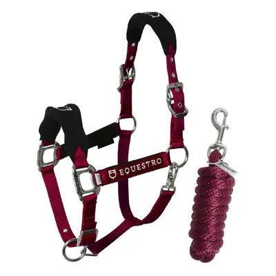 EQUESTRO Set ohlávky s vodítkem Fleece EQUESTRO, burgundy