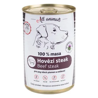 All Animals Konzerva pro psy ALL ANIMALS, hovězí steak, 400 g