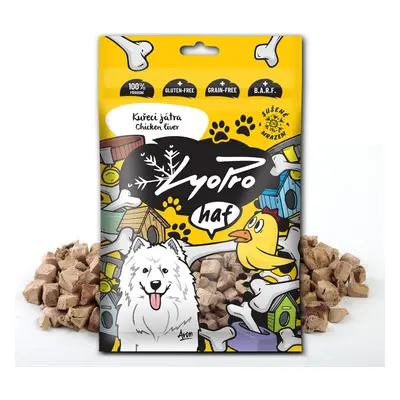 Pochoutka pro psy Lyopro DOG, mrazem sušená kuřecí játra, 50 g