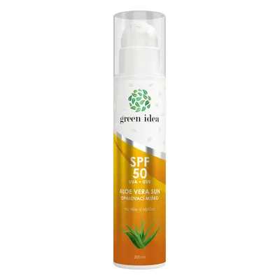 Green idea Opalovací mléko Aloe vera GREEN IDEA, SPF 50, 200 ml