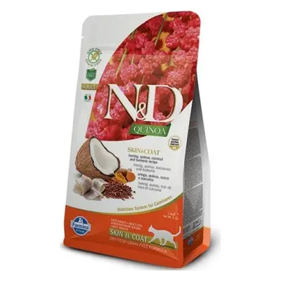 N&D (Farmina Pet Foods) Granule pro kočky GF Quinoa Skin & Coat Herring & Coconut N&D, 1,5 kg