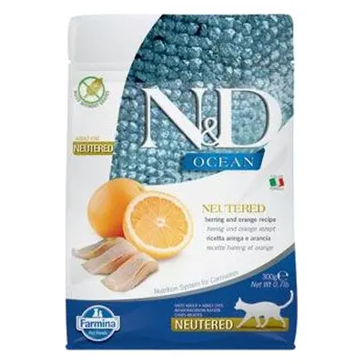 N&D (Farmina Pet Foods) Granule pro kočky OCEAN NEUTERED Adult Herring & Orange N&D, 300 g