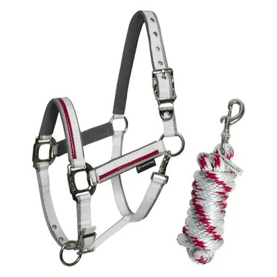 EQUESTRO Set ohlávky s vodítkem Red Trim EQUESTRO, white/red/grey