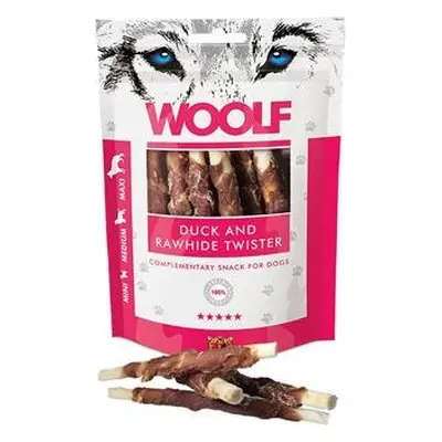 Woolf Pamlsky pro psy WOOLF, Duck&Rawhide twister, 100 g