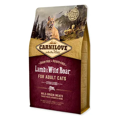 CARNILOVE Granule pro kočky Lamb & Wild Boar Adult Sterilised Carnilove, 2 kg