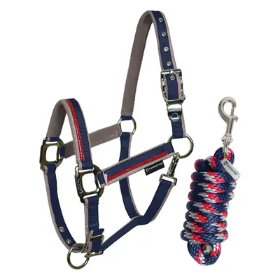 EQUESTRO Set ohlávky s vodítkem Red Trim EQUESTRO, navy/red/grey