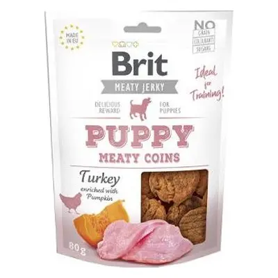 Pochoutka pro psy Brit Jerky Puppy Turkey Meaty Coins, 80 g