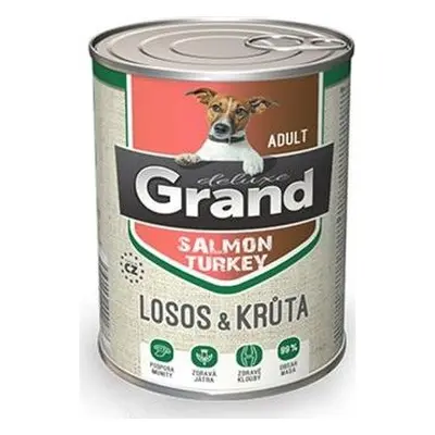 GRAND konz. deluxe pes 100% losos a krůta adult 400 g