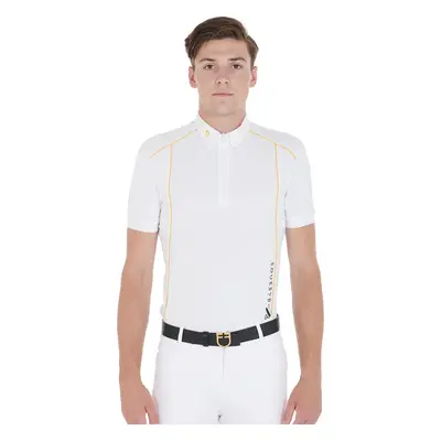 EQUESTRO Triko závodní Polo Slim Fit EQUESTRO, pánské, white/yellow