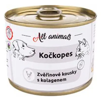 All Animals Konzerva pro psy i kočky All Animals, zvěřinové kousky s kolagenem, 200 g