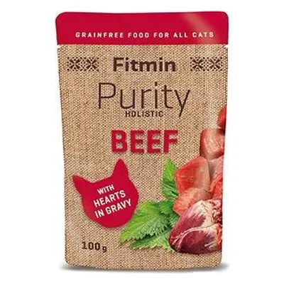 Kapsička pro kočky Fitmin cat Purity hovězí se srdíčky kapsa, 100 g