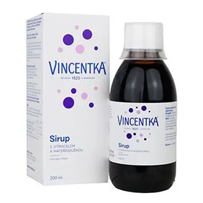 Vincentka sirup s jitrocelem a mateřídouškou, 200 ml