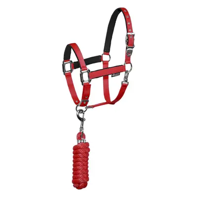 EQUESTRO Set ohlávky s vodítkem Shiny Fittings EQUESTRO, red