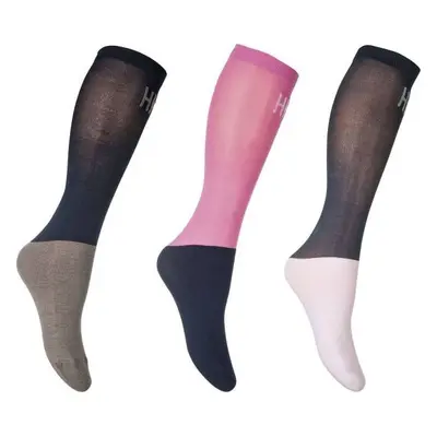 HKM Podkolenky jezdecké Mikrobavlna Colour HKM, 3 páry, pink/navy/grey