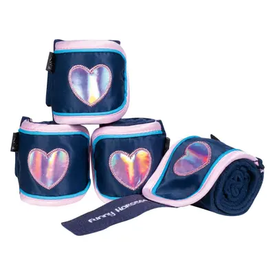 HKM Bandáže fleecové Hearts Funny Horses HKM, 4 ks, 1/1,5 m, deep blue