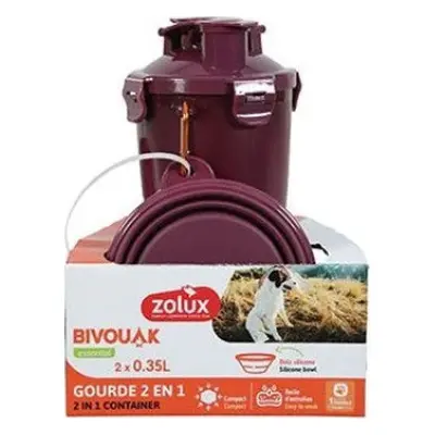 Lahev se 2 miskami pro psy BIVOUAK Zolux 2x350 ml, red