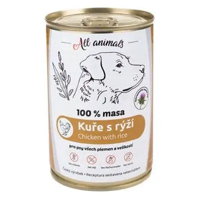 All Animals Konzerva pro psy ALL ANIMALS, kuřecí s rýží, 400 g