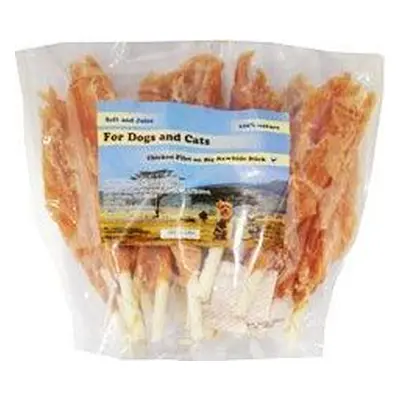 For Dogs and Cats Pochoutka Kuřecí filety na tyčce z buvolí kůže18 cm 500 g