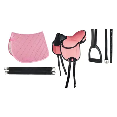 HKM Shetty set sedlo, dečka, podbřišník, třmeny, řemeny Beginner HKM, pink