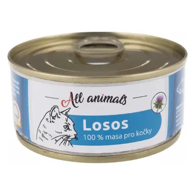 Konzerva pro kočky All Animals losos mletý, 90 g