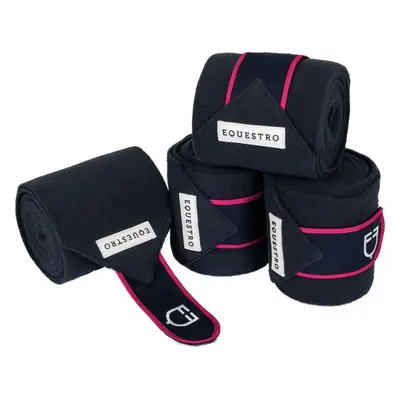 EQUESTRO Bandáže fleecové White Trim EQUESTRO, 4 ks, 3,8 m, navy/fuchsia