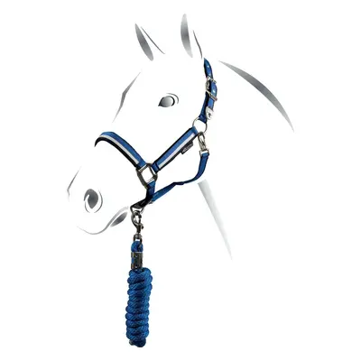 EQUESTRO Set ohlávky s vodítkem White Trim EQUESTRO, royal/black