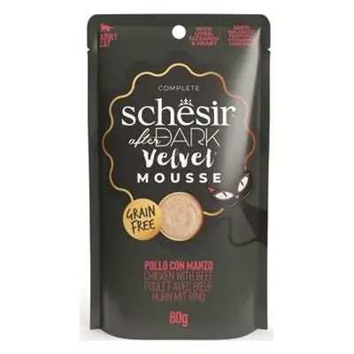 Kapsička pro kočky Schesir Cat After Dark Velv.Mousse kuře/hovězí, 80 g