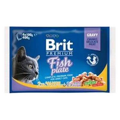 Brit Premium Cat kapsa Fish Plate 400 g (4x100 g)