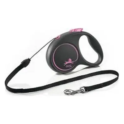 flexi Vodítko Black Design Flexi, S lanko, 5 m/12 kg, pink