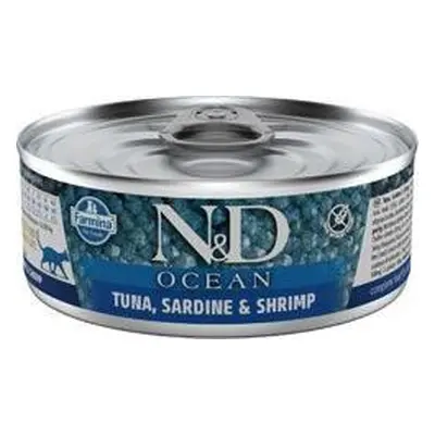 N&D (Farmina Pet Foods) Konzerva N&D CAT OCEAN Adult, Tuna & Sardine & Shrimps, 70 g