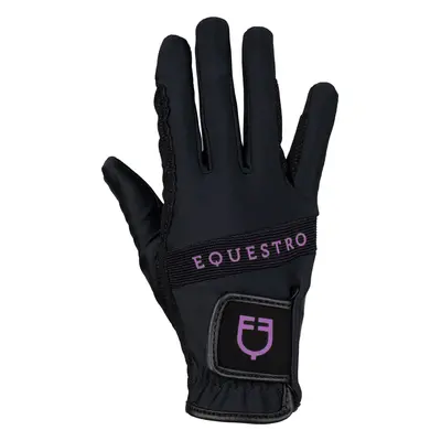 EQUESTRO Rukavice Multicolor Logo EQUESTRO, pro dospělé, black/purple