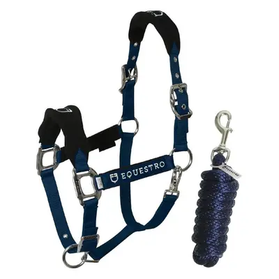 EQUESTRO Set ohlávky s vodítkem Fleece EQUESTRO, navy