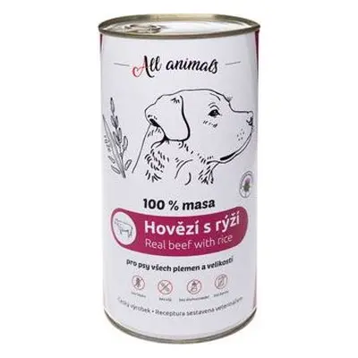 All Animals Konzerva pro psy ALL ANIMALS, hovězí s rýží, 1200 g