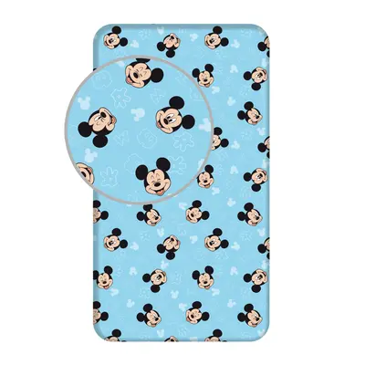 Jerry Fabrics Bavlněné napínací prostěradlo 90x200 + 25 cm - Mickey "Blue 02"