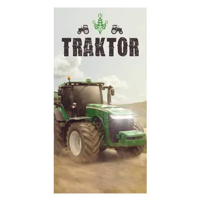 Jerry Fabrics Bavlněná froté osuška 70x140 cm - Traktor "green"