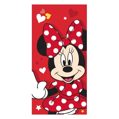 Jerry Fabrics Bavlněná froté osuška 70x140 cm - Minnie "Red heart"