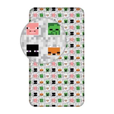 Jerry Fabrics Bavlněné prostěradlo s gumou 90 x 200 + 25 cm - Minecraft "Adventure"