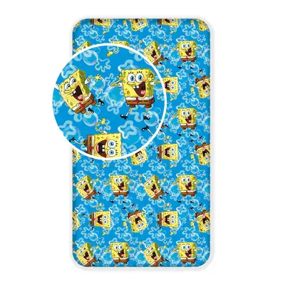 Jerry Fabrics Bavlněné napínací prostěradlo 90x200 + 25 cm - Sponge Bob blue