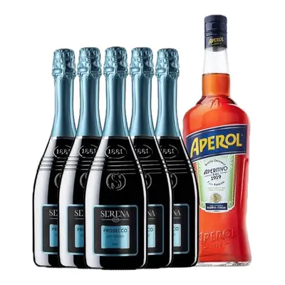 Serena Wines 1881 Aperol Spritz set (Aperol 1 l 11% a 5x Serena Prosecco Treviso)