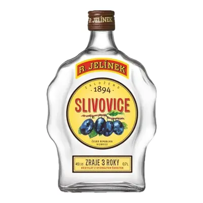 Rudolf Jelínek Slivovice bílá budík Rudolf Jelínek 0,7l 45%