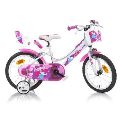 KUBIsport 05-CSK5166K-BF Dino bikes 166 RSN FAIRY Bílá, růžový potisk 16" 2022