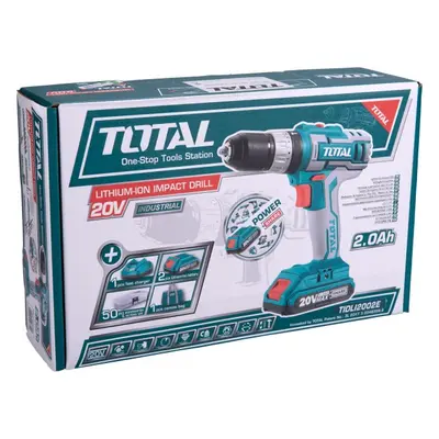 Total TIDLI2002E vrtací šroubovák aku s příklepem, 20V Li-ion (2x), 2000mAh, v tašce, sada 50ks,