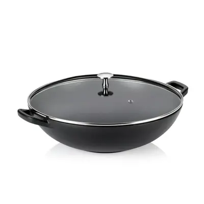 KELA Wok s poklicí litinový CALIDO 36 cm černá KL-12475