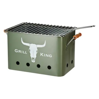 PROGARDEN Přenosný gril na dřevěné uhlí GRILL KING 43 x 20 cm zelená KO-C80901190