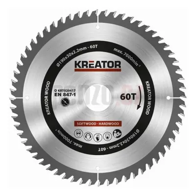 Kreator KRT020417 - Pilový kotouč na dřevo 190mm, 60T