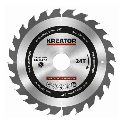 Kreator KRT020414 - Pilový kotouč na dřevo 185mm, 24T