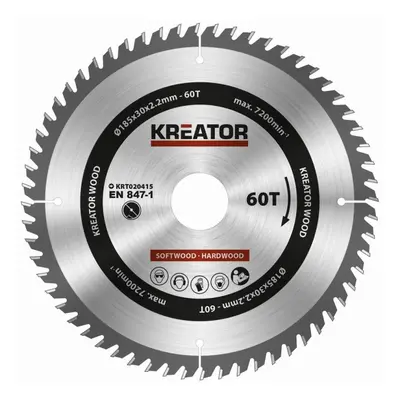 Kreator KRT020415 - Pilový kotouč na dřevo 185mm, 60T