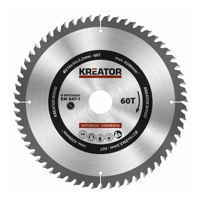 Kreator KRT020424 - Pilový kotouč na dřevo 216mm, 60T