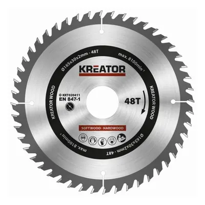 Kreator KRT020411 - Pilový kotouč na dřevo 165mm, 48T