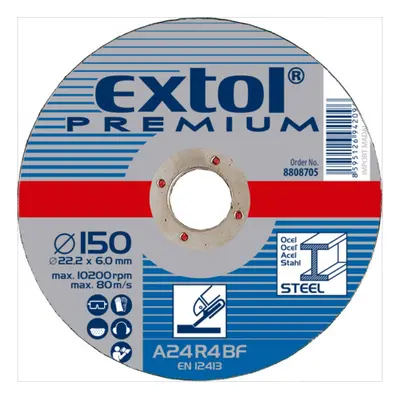 Extol Premium 8808705 kotouč brusný na ocel, 150x6,0x22,2 mm